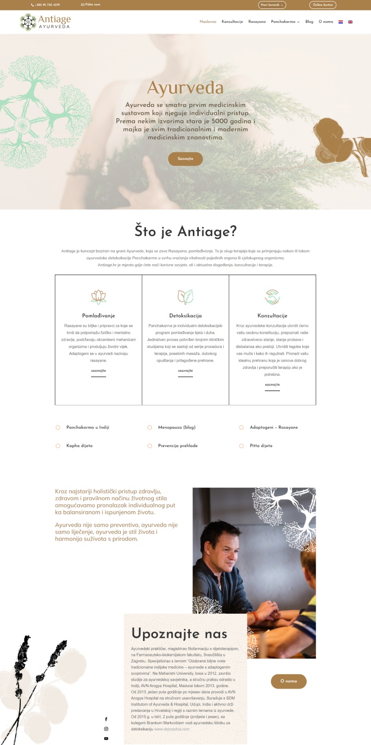 Antiage ayurveda - dizajn web stranice